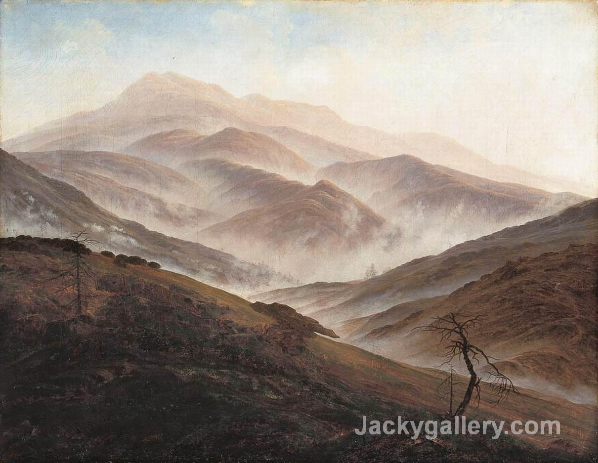 Giant Mountains Landscape with Rising Fog by Caspar David Friedrich paintings reproduction - Click Image to Close